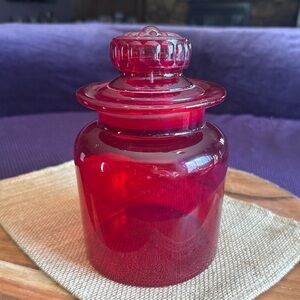 Vintage Red Glass Apothecary Jar